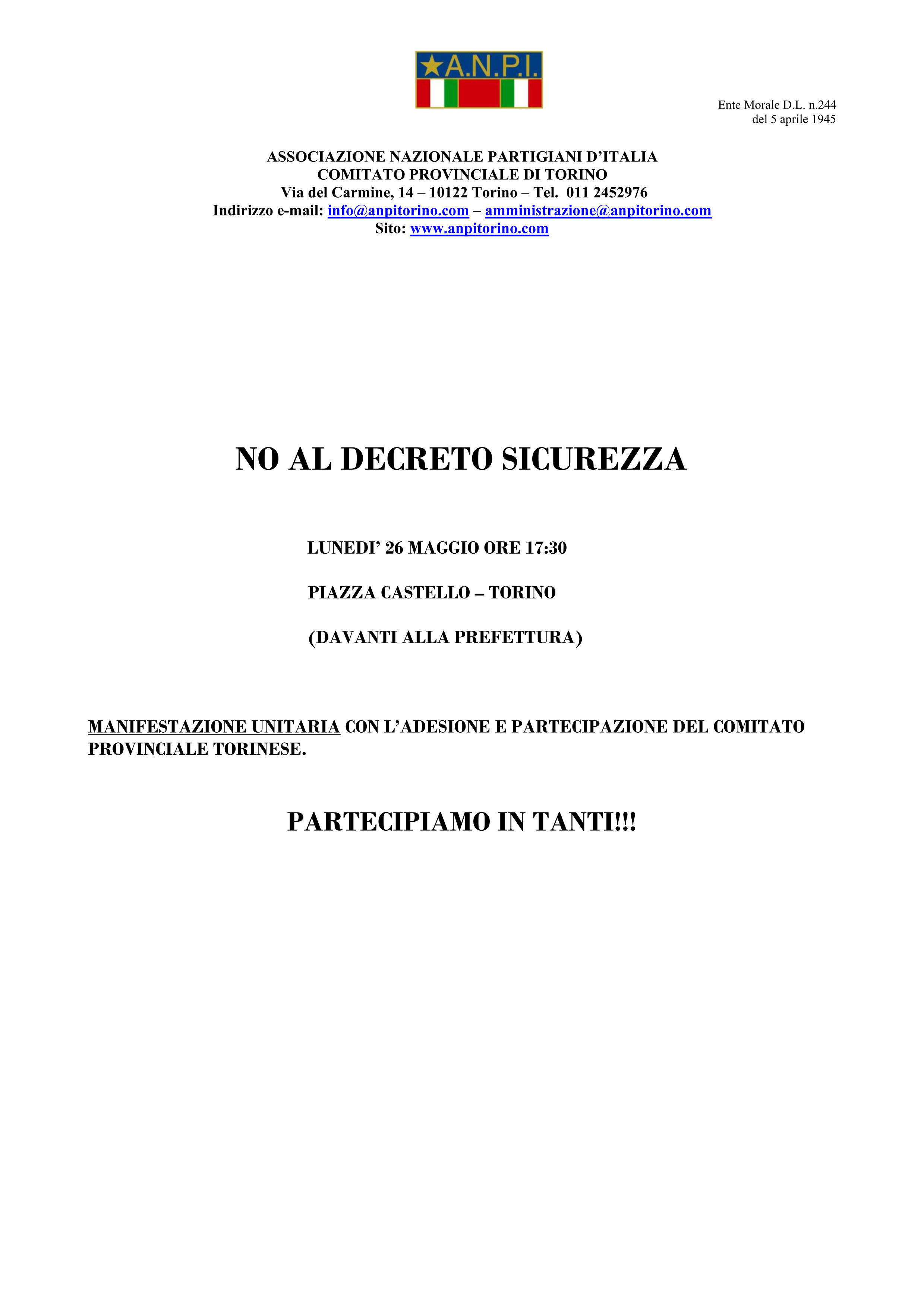 No al decreto sicurezza